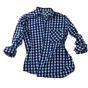 TNA Navy and White Gingham Button-Down Shirt